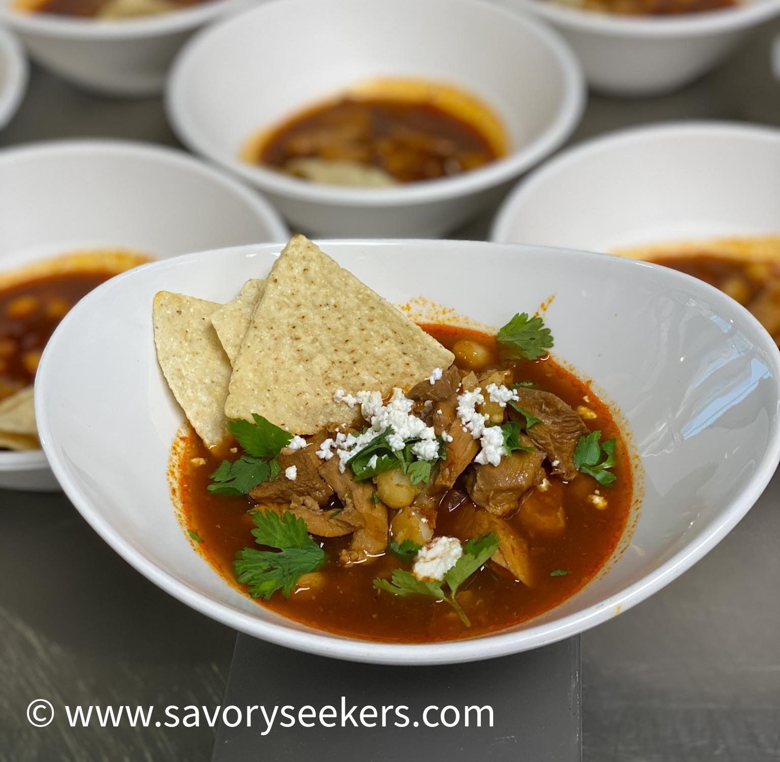 Pozole Rojo with Chicken - Savory Seekers